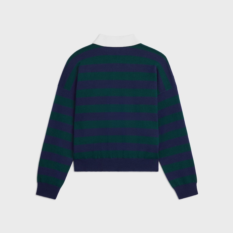 polo sweater in striped wool