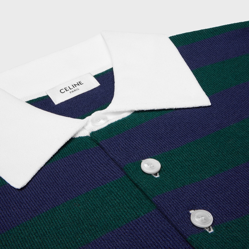 polo sweater in striped wool