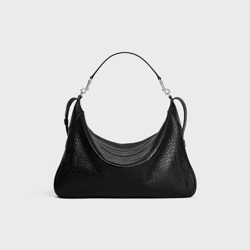 large strap romy in crocodile embossed deerskin