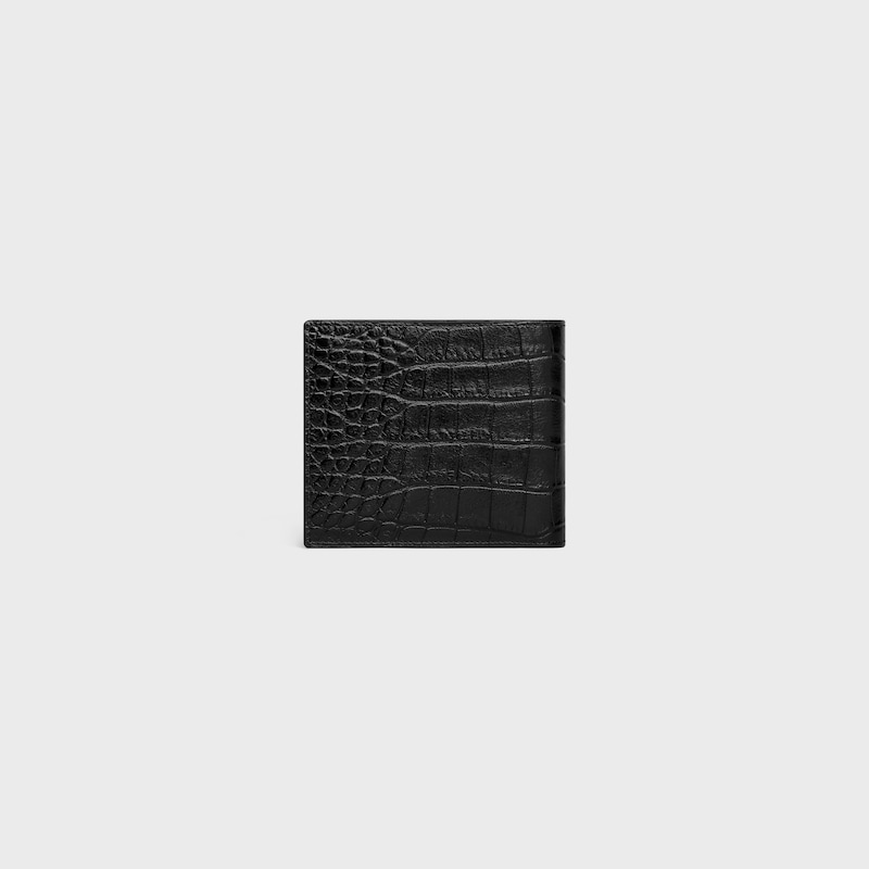 bi-fold wallet in crocodile embossed calfskin