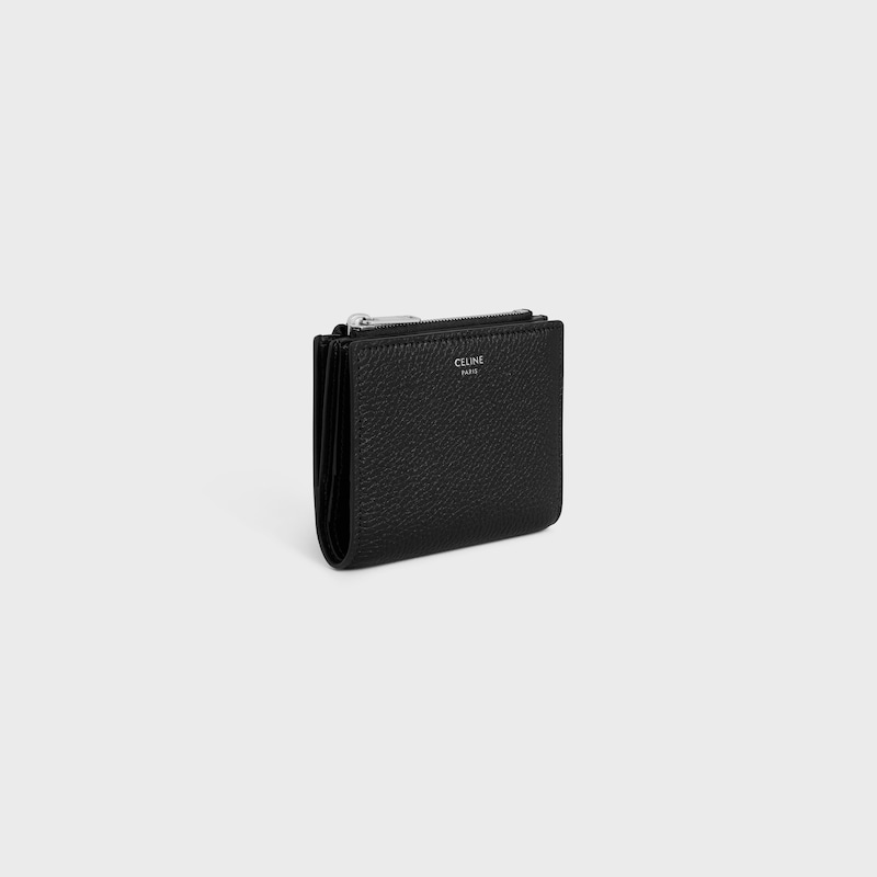 compact wallet in grained calfskin