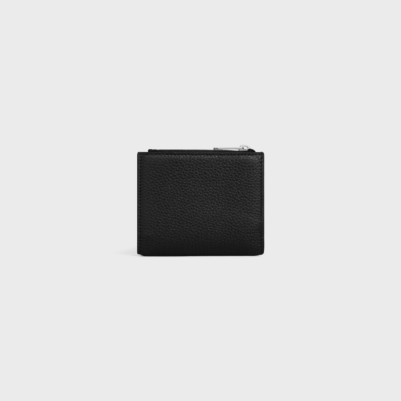 compact wallet in grained calfskin