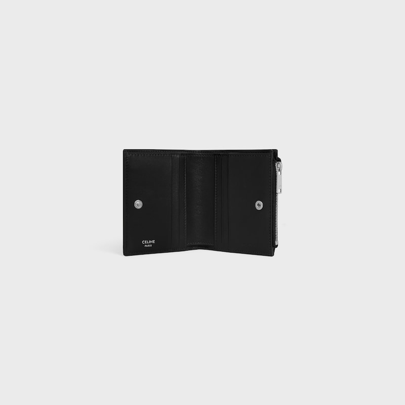 compact wallet in grained calfskin