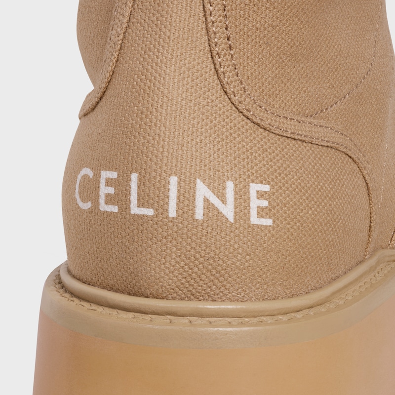 celine bulky lace-up boot in canvas amp calfskin