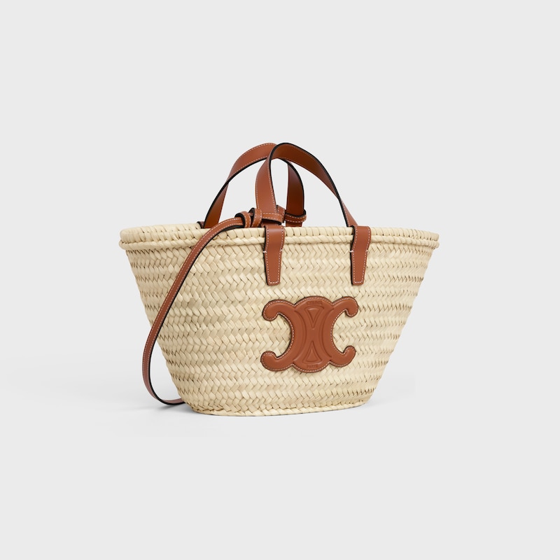 teen celine classic panier in palm leaves and calfskin