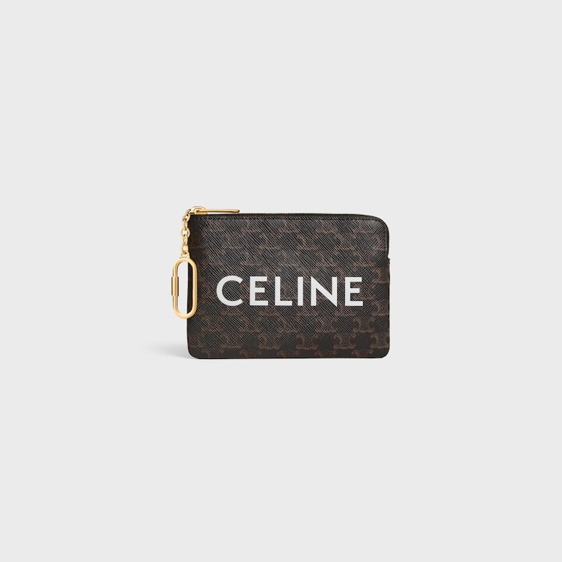 coin purse in triomphe canvas with celine print