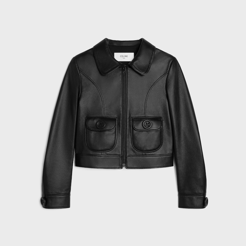 straight blouson jacket in soft lambskin