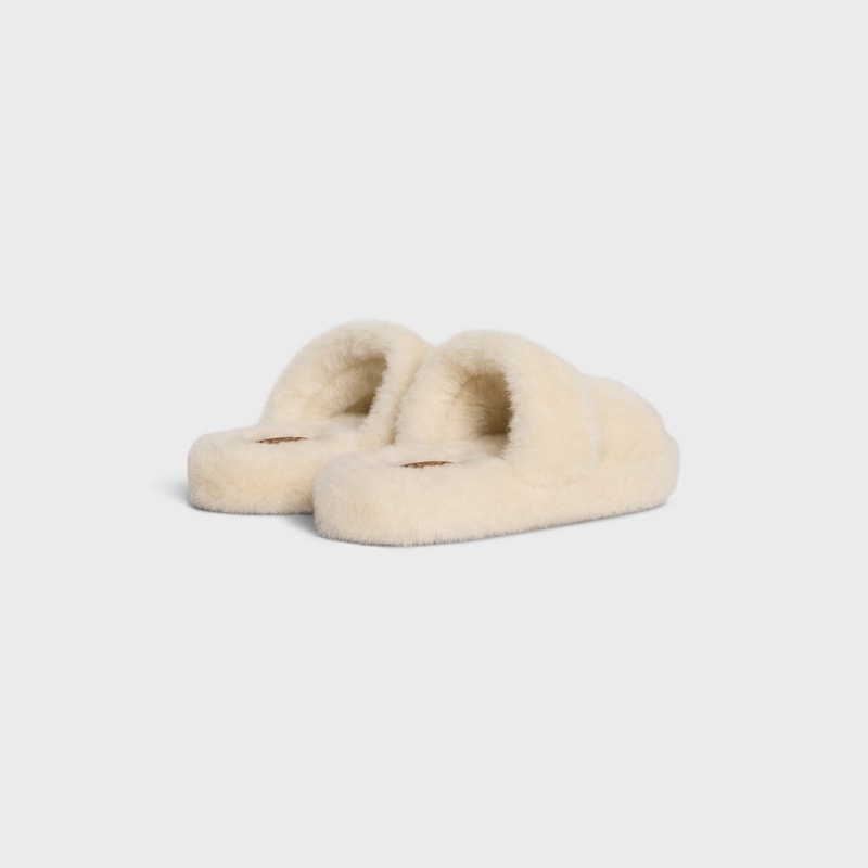 celine slides triomphe in shearling
