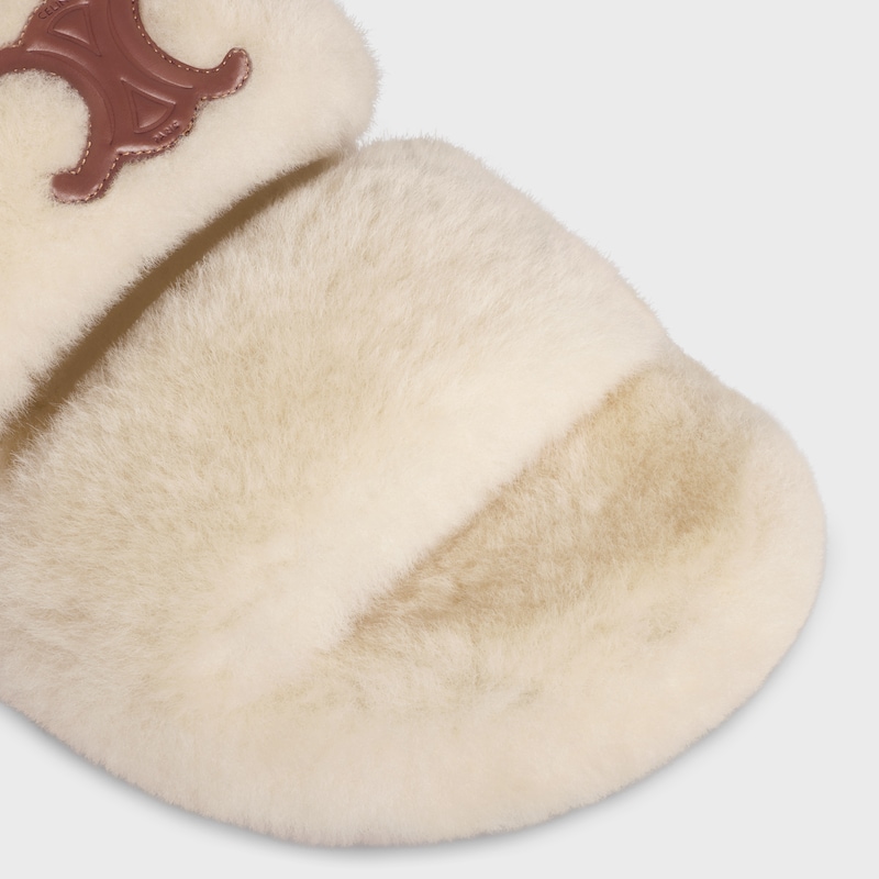 celine slides triomphe in shearling