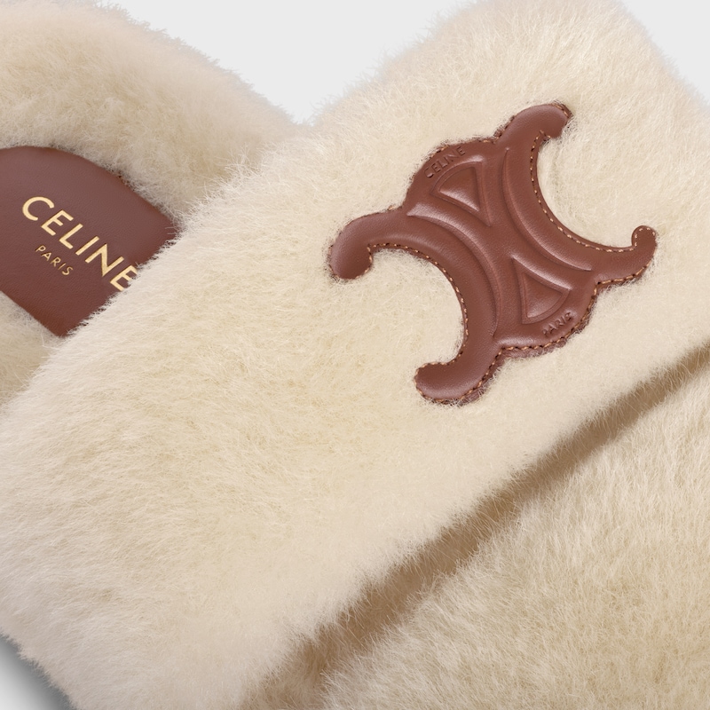 celine slides triomphe in shearling