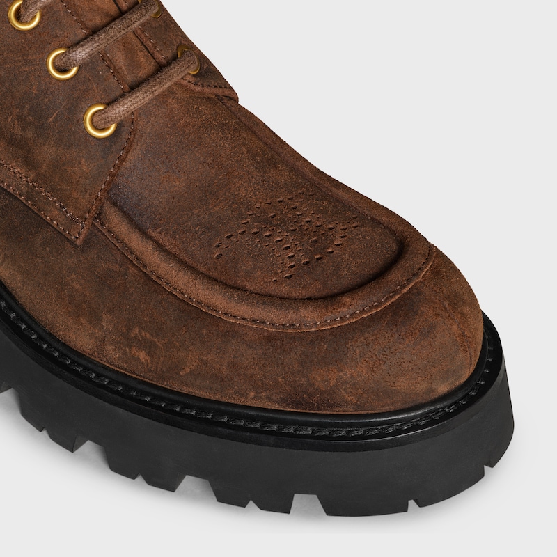celine triomphe derbies in waxed suede calfskin