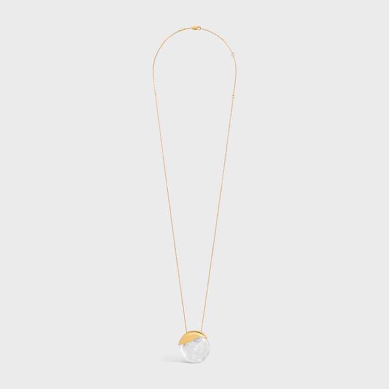 les pierres celine necklace in rock crystal and brass with gold finish