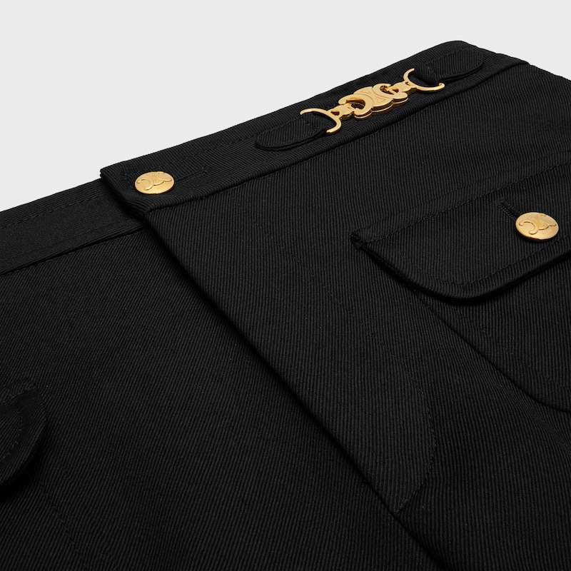 pants with gourmettes in diagonal wool