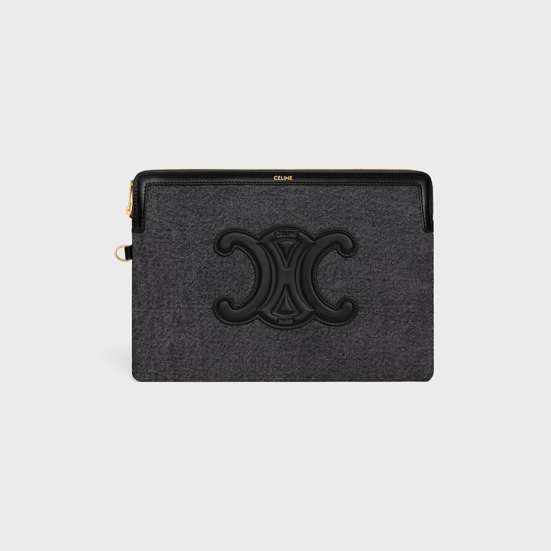 small pouch with strap cuir triomphe in denim