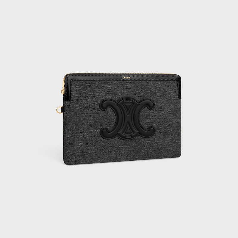 small pouch with strap cuir triomphe in denim