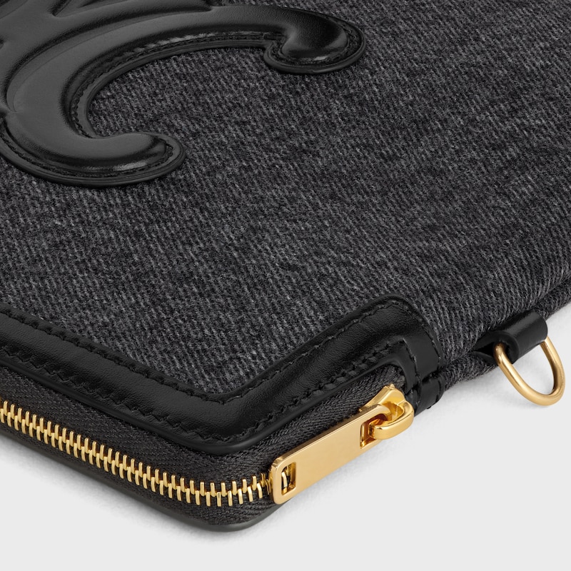 small pouch with strap cuir triomphe in denim