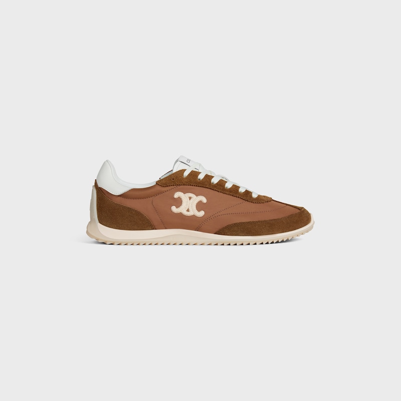 celine racer - low top sneaker with triomphe in nylon suede calfskin and calfskin